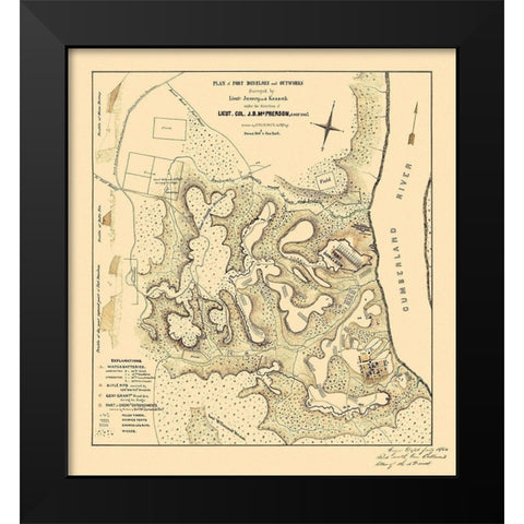 Fort Donelson Outworks Tennessee - McPherson 1876 Black Modern Wood Framed Art Print by McPherson