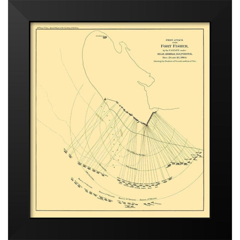 Fort Fisher North Carolina First Attack Black Modern Wood Framed Art Print by Porter