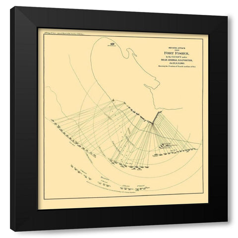 Fort Fisher North Carolina Second Attack Black Modern Wood Framed Art Print by Porter