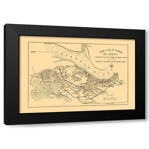 Fort Blakely Battle - US Army Corps 1865 Black Modern Wood Framed Art Print by US Army Corps