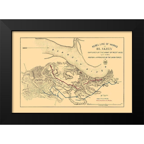 Fort Blakely Battle - US Army Corps 1865 Black Modern Wood Framed Art Print by US Army Corps