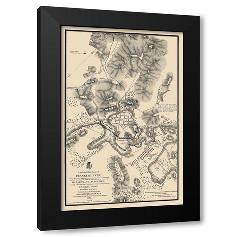 Franklin Tennessee Battlefield - Schofield 1874 Black Modern Wood Framed Art Print by Schofield