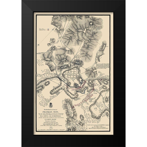 Franklin Tennessee Battlefield - Schofield 1874 Black Modern Wood Framed Art Print by Schofield