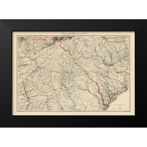 Georgia South Carolina - Bache 1861 Black Modern Wood Framed Art Print by Bache