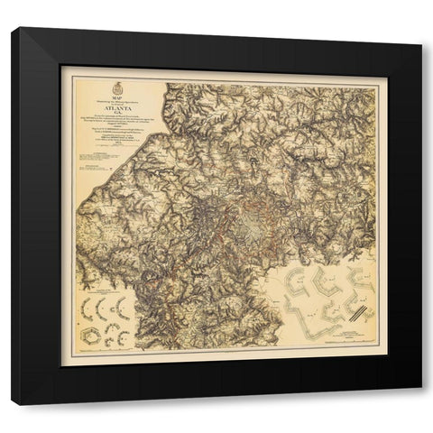 Military Operations Atlanta Georgia - Bien 1875 Black Modern Wood Framed Art Print with Double Matting by Bien