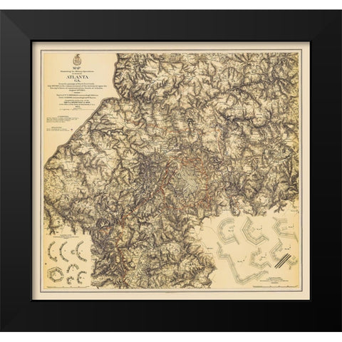 Military Operations Atlanta Georgia - Bien 1875 Black Modern Wood Framed Art Print by Bien