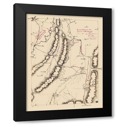 Chicamauga Battlefield Georgia - 1863 Black Modern Wood Framed Art Print with Double Matting by Unknown