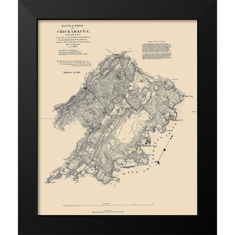 Battlefield of Chickamauga Georgia - Thomas 1864 Black Modern Wood Framed Art Print by Thomas