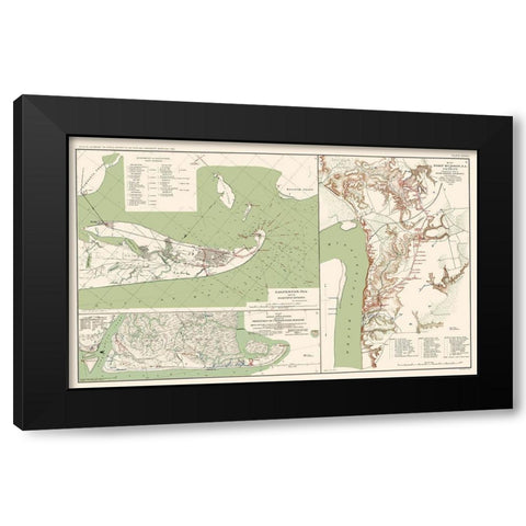 Galveston Charleston Port Hudson - Bien 1891 Black Modern Wood Framed Art Print with Double Matting by Bien