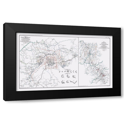 Siege of Atlanta - Sherman 1894 Black Modern Wood Framed Art Print by Sherman