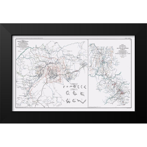 Siege of Atlanta - Sherman 1894 Black Modern Wood Framed Art Print by Sherman