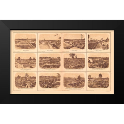 Rebel Forts Atlanta Georgia - Bien 1894 Black Modern Wood Framed Art Print by Bien
