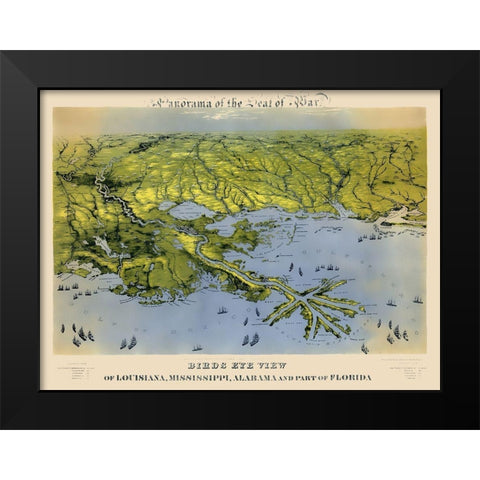 Louisiana Mississippi Alabama Florida Black Modern Wood Framed Art Print by Bachmann