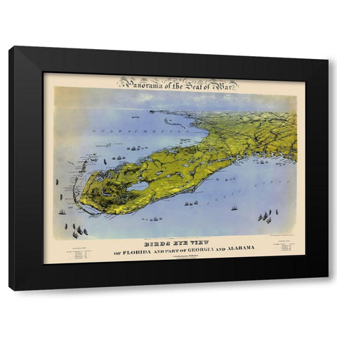 Florida Georgia Alabama - Bachmann 1861 Black Modern Wood Framed Art Print by Bachmann