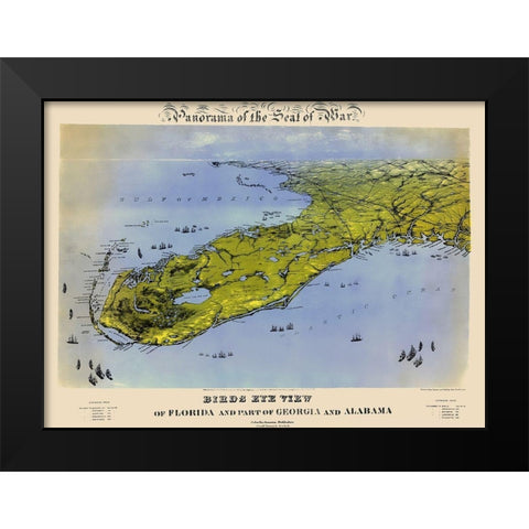 Florida Georgia Alabama - Bachmann 1861 Black Modern Wood Framed Art Print by Bachmann
