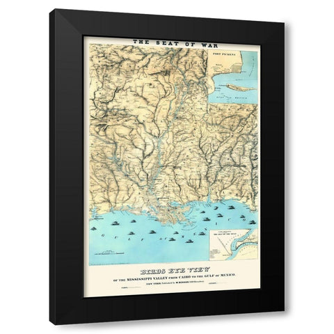 Mississippi from Cairo to Gulf of Mexico Black Modern Wood Framed Art Print with Double Matting by Schaus