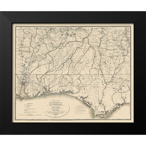 Military Departments of Cumberland - Callahan 1863 Black Modern Wood Framed Art Print by Callahan