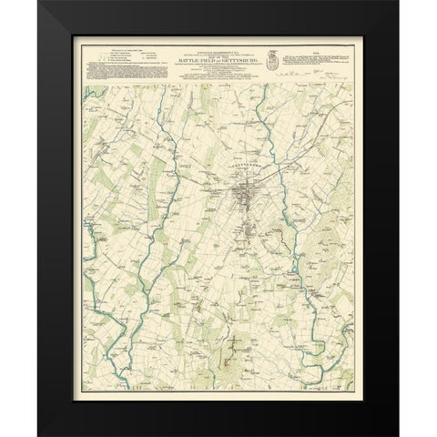 Battlefield of Gettysburg Pennsylvania Black Modern Wood Framed Art Print by Warren