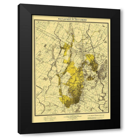 Battlefield of Gettysburg Pennsylvania Black Modern Wood Framed Art Print with Double Matting by Hammond