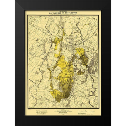 Battlefield of Gettysburg Pennsylvania Black Modern Wood Framed Art Print by Hammond