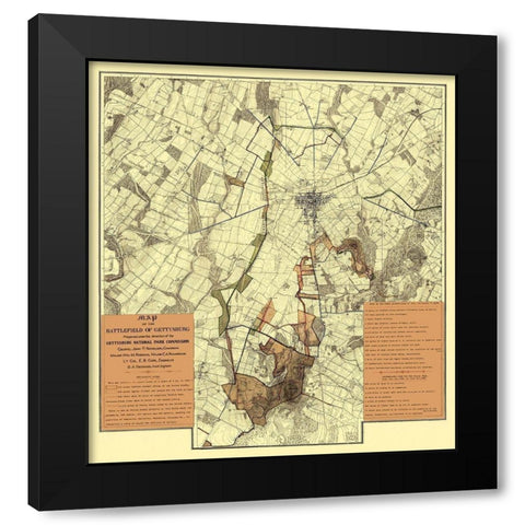 Battle Gettysburg Under Gettysburg National Park Black Modern Wood Framed Art Print by Hammond
