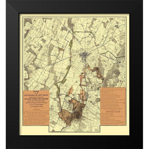 Battle Gettysburg Under Gettysburg National Park Black Modern Wood Framed Art Print by Hammond
