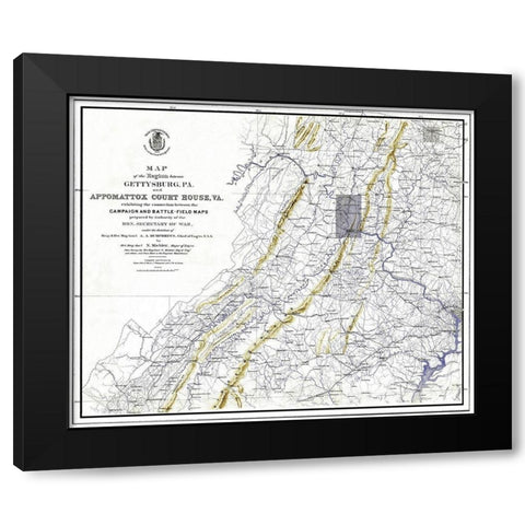 Gettysburg Pennsylvania Appomattox Court House Black Modern Wood Framed Art Print with Double Matting by Weyss