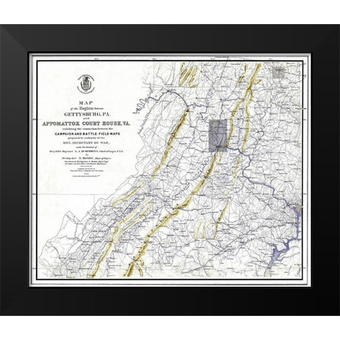 Gettysburg Pennsylvania Appomattox Court House Black Modern Wood Framed Art Print by Weyss