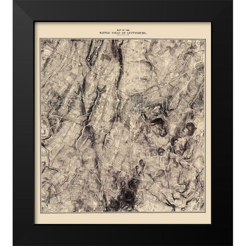 Battle Field of Gettysburg Landowner - 1863 Black Modern Wood Framed Art Print by Unknown
