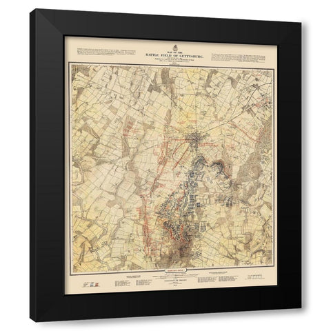 Gettysburg Battlefield Second Days Battle Black Modern Wood Framed Art Print with Double Matting by Warren