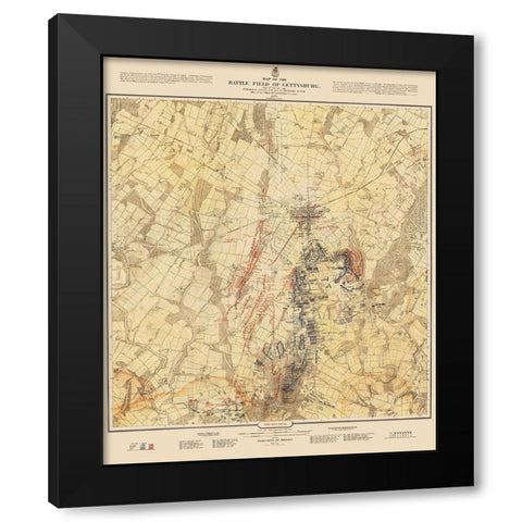 Gettysburg Battlefield Third Days Battle Black Modern Wood Framed Art Print with Double Matting by Warren