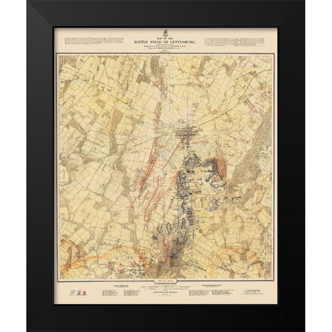 Gettysburg Battlefield Third Days Battle Black Modern Wood Framed Art Print by Warren