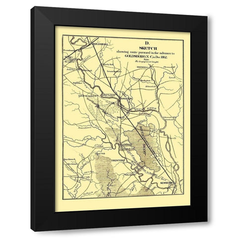 Goldsboro North Carolina - Bowen 1866 Black Modern Wood Framed Art Print with Double Matting by Bowen