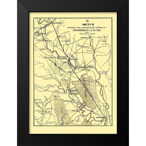 Goldsboro North Carolina - Bowen 1866 Black Modern Wood Framed Art Print by Bowen