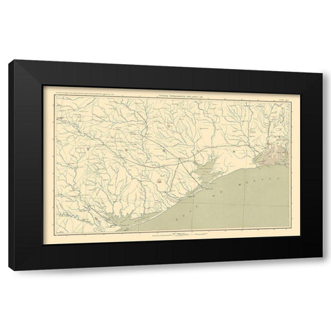 Texas Louisiana Gulf Coast Region - Bien 1895 Black Modern Wood Framed Art Print with Double Matting by Bien