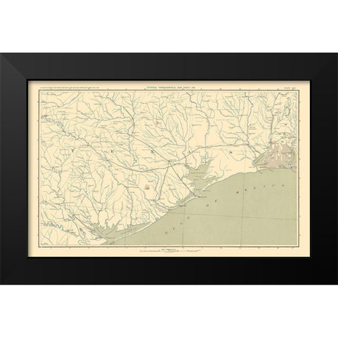 Texas Louisiana Gulf Coast Region - Bien 1895 Black Modern Wood Framed Art Print by Bien