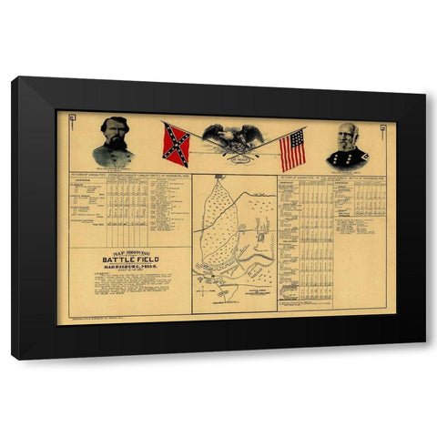 Harrisburg Mississippi Battle - Allman 1864 Black Modern Wood Framed Art Print by Allman