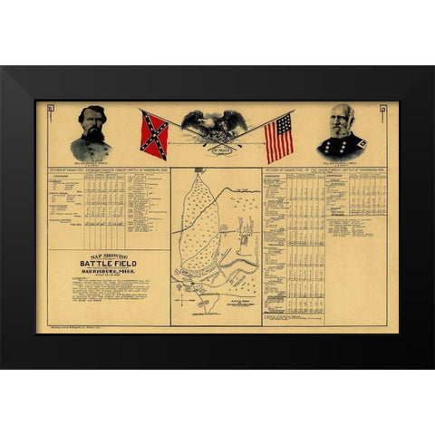 Harrisburg Mississippi Battle - Allman 1864 Black Modern Wood Framed Art Print by Allman