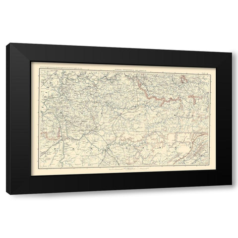 Illinois Indiana Kentucky Tennessee - Bien 1895 Black Modern Wood Framed Art Print with Double Matting by Bien