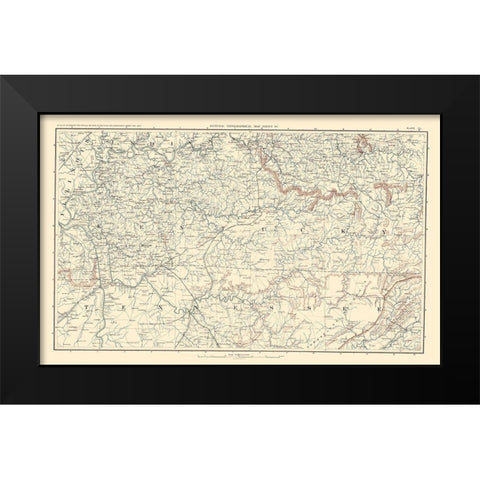 Illinois Indiana Kentucky Tennessee - Bien 1895 Black Modern Wood Framed Art Print by Bien