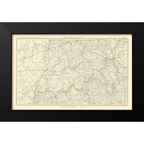 Illinois Indiana Ohio Kentucky - Bien 1895 Black Modern Wood Framed Art Print by Bien