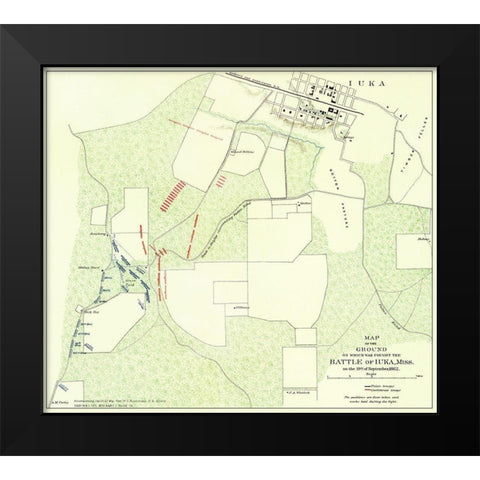 Battle of Iuka Mississippi - 1862 Black Modern Wood Framed Art Print by Unknown