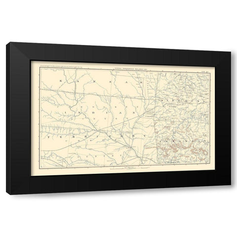 Kansas Indian Territory Missouri Arkansas Black Modern Wood Framed Art Print with Double Matting by Bien