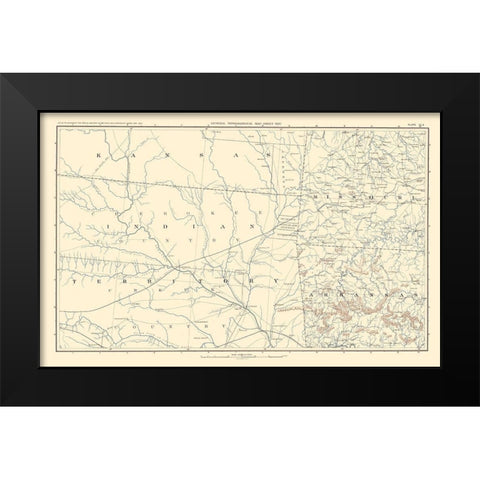 Kansas Indian Territory Missouri Arkansas Black Modern Wood Framed Art Print by Bien