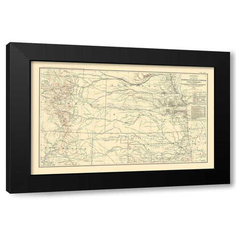 Central United States  - Bien 1895 Black Modern Wood Framed Art Print by Bien