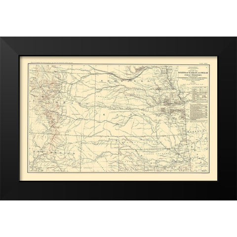 Central United States  - Bien 1895 Black Modern Wood Framed Art Print by Bien