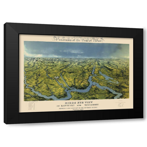 Kentucky Tennessee Panoramic - Bachmann  1861 Black Modern Wood Framed Art Print with Double Matting by Bachmann