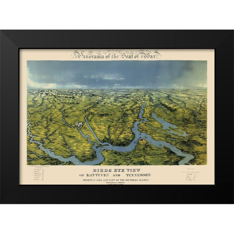 Kentucky Tennessee Panoramic - Bachmann  1861 Black Modern Wood Framed Art Print by Bachmann