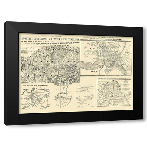 United States War Diagrams - Waters 1861 Black Modern Wood Framed Art Print with Double Matting by Waters
