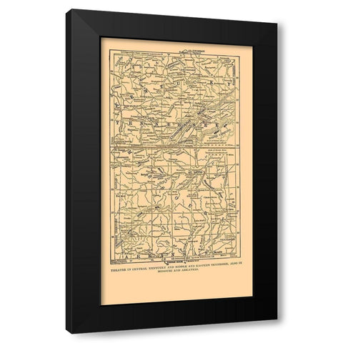 Kentucky Tennessee Missouri Arkansas - Plum 1882 Black Modern Wood Framed Art Print by Plum